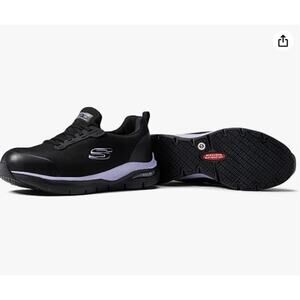 NEW Skechers Women's Arch Fit SR Evzan Alloy Toe Work Sneakers Size 8.5 Black